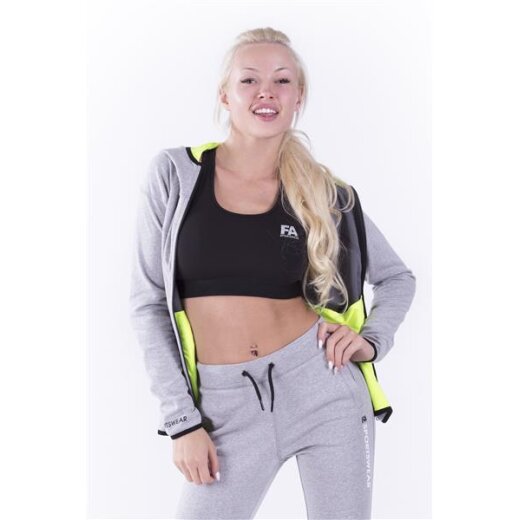 FA Sportswear Hoodie Jacket 01 W Grey-Neon Flash