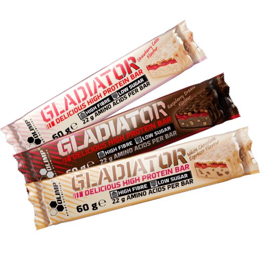 Olimp Gladiator High Protein Bar 60g 15er Pack Strawberry Cake