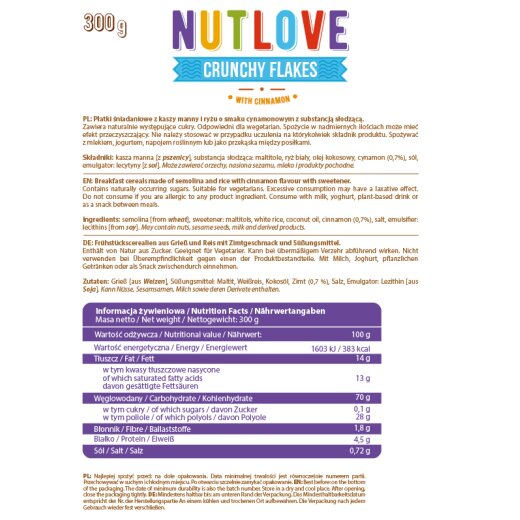 Allnutrition Nutlove Crunchy Flakes with Cinnamon 300g