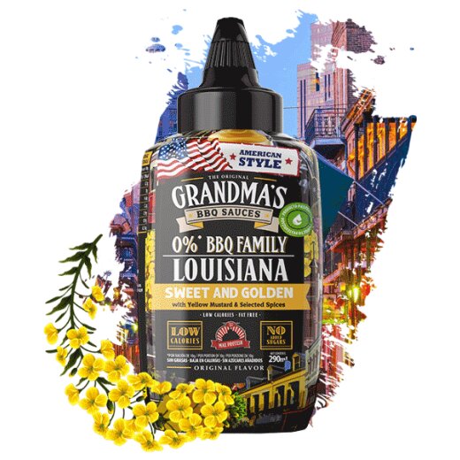 Max Protein Grandmas BBQ Sauces 290ml Louisiana Sweet and Golden with Yellow Mustard & Selected Spices