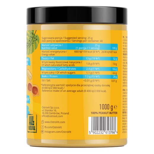 OstroVit 100% Peanut Butter 1kg Smooth