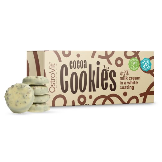 OstroVit Cocoa cookies with milk cream in a white coating 128g