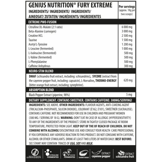 Genius Nutrition Extreme Fury 400g Pineapple Mango