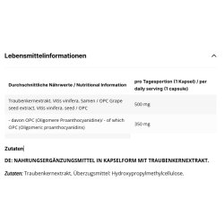 Inlead Nutrition OPC Grape Seed Extract Traubenkernen 120...