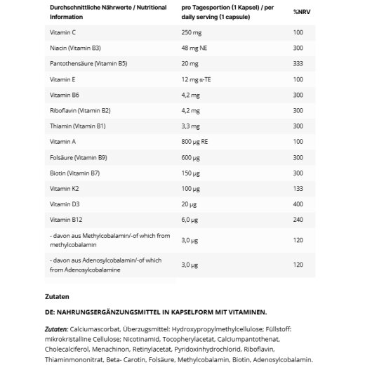 Inlead Nutrition Vitamin Stack 120 Veggie Caps