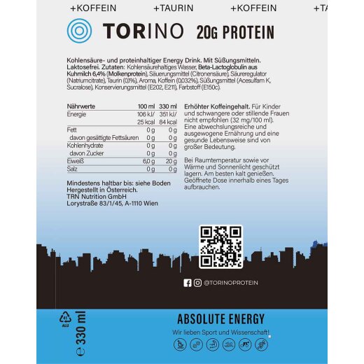 Torino 20g Protein Soft Drink 330ml Absolute Energy