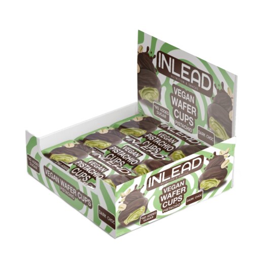 Inlead Nutrition Wafer Cups Vegan Pistachio Dark Choc 15x 50 g