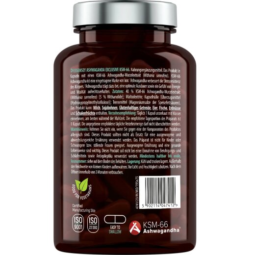 Essensey Ashwagandha Exclusive KSM-66 90 Vegecaps